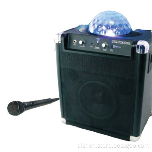 Portable Speaker with Wireless Mic/Bluetooth/Rechargeable Battery/Display/Laser Light